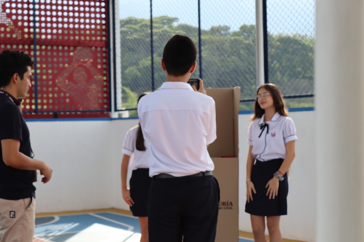 Student presenting in front of the group